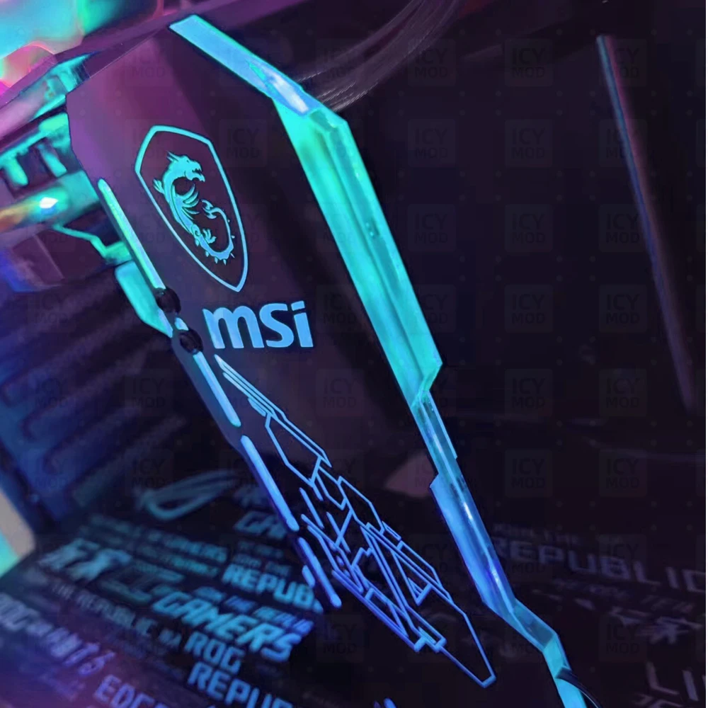 MSI VGA Bracket ARGB Customizable Vertical GPU Holder PC ROG Video Card Support Chassis Water Cooler Custom MOD 5V 3Pin AURA