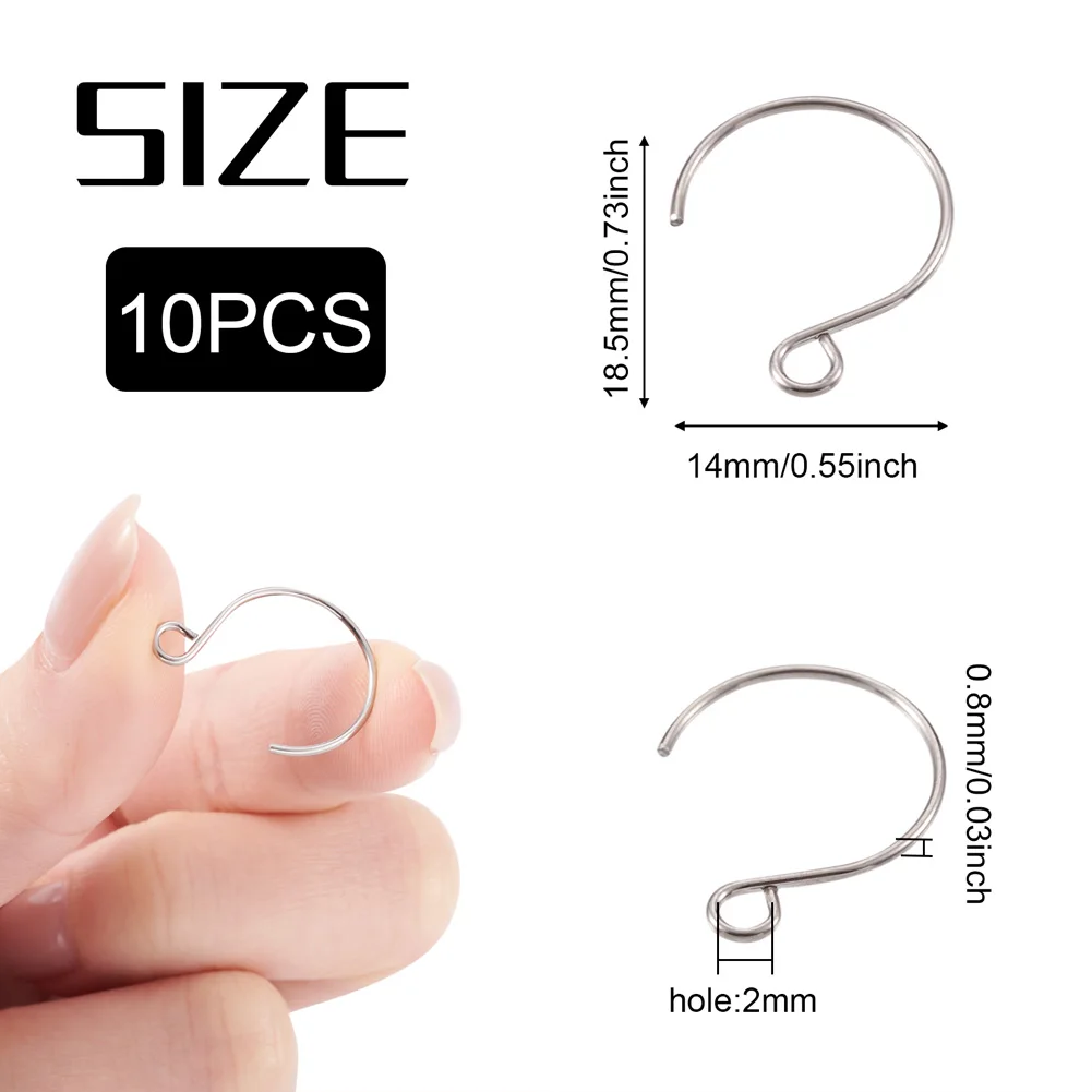 10pcs 304 Stainless Steel Earring Hooks Earring Wires Clasps with Horizontal Loop DIY Earring Finding Jewelry Making Accessories