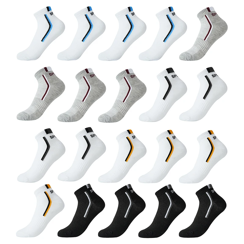

20 Pairs/lot Men's Stripe Ankle Socks Mesh Summer Casual Breathable Comfortable Sports Man Breathable Short Sock