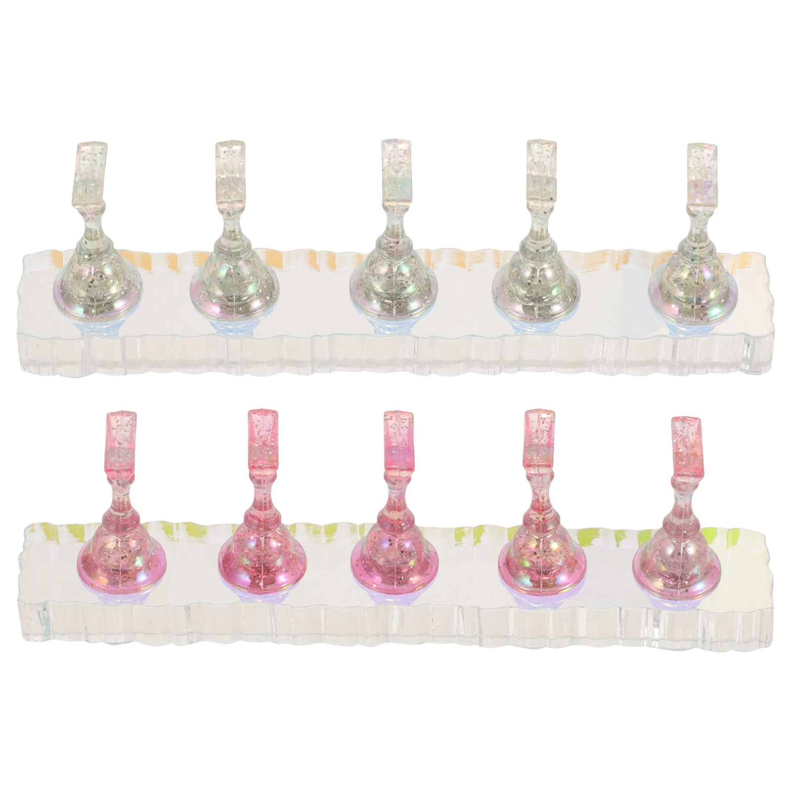 

2 set 2 Sets Nail Practice Stand Pink Narrow Acrylic False Nails Display Holders Crystal Clear Artificial Faux for Fake