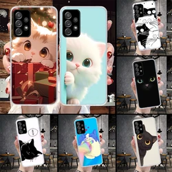 Kat Schattig Kitten Cartoon Telefoonhoesje Voor Samsung Galaxy A71 A51 A41 A31 A 21S A11 A70 A50 A40 A30 A20e A 10S A 20S A6 A7 A8 A9 + Soft