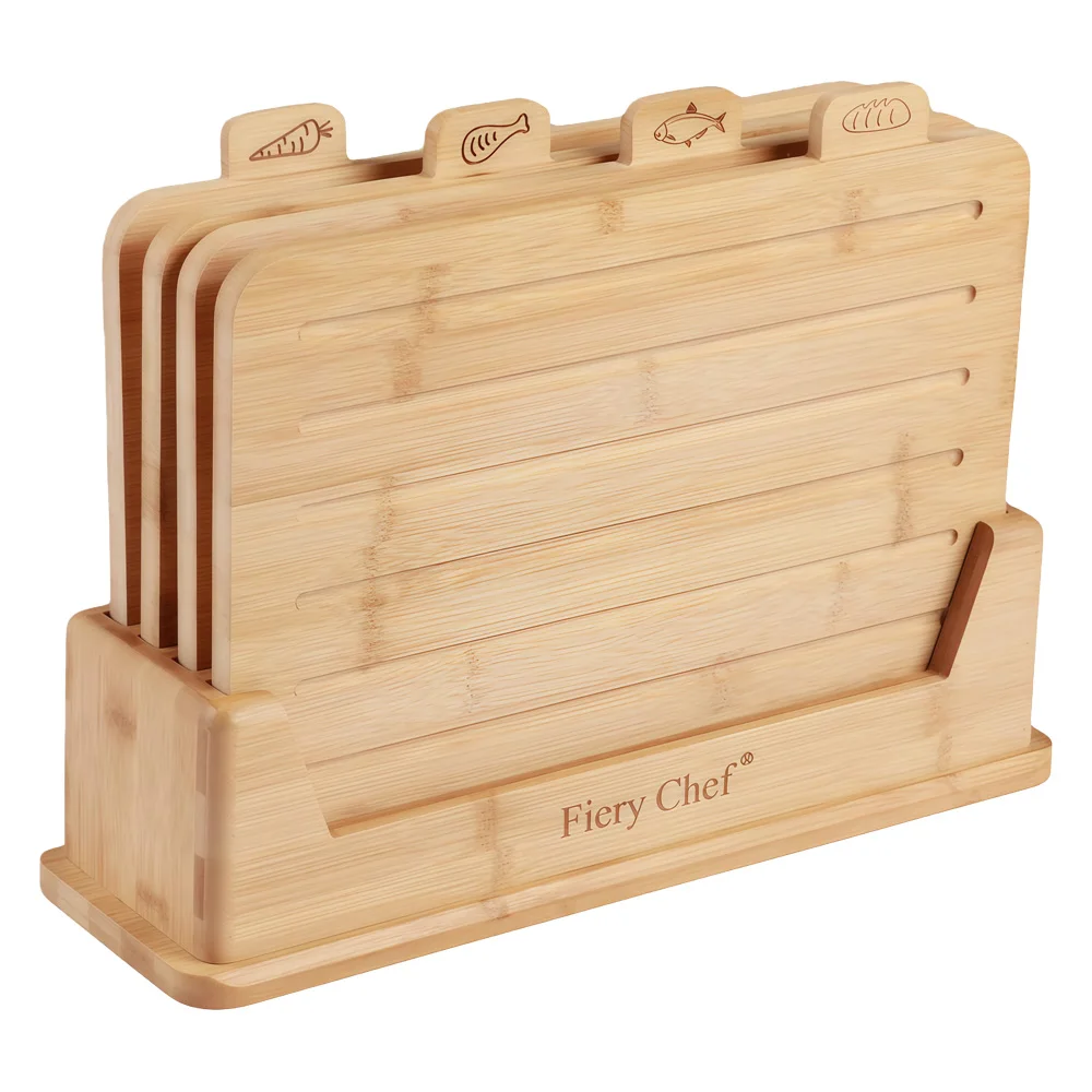 

4pcs Bamboo Chopping Board Set | Outdoor Portable Cutting Board Ideal for Bread/Vegetable/Fruit/Meat/Fish | Kitchen Accessories