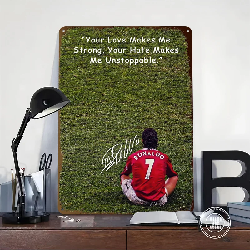 Cristiano Ronaldo 3D Printed Texture Poster Personalized Wall Art Retro Metal Tin Signs for Vintage Decoration Gaming Home Decor