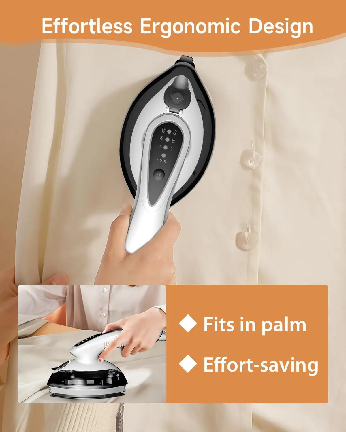 Portable 1100W Steam Iron, 20g/min, 120ML Tank, Fast Heat Up, Ceramic Soleplate, 5.8FT Cord