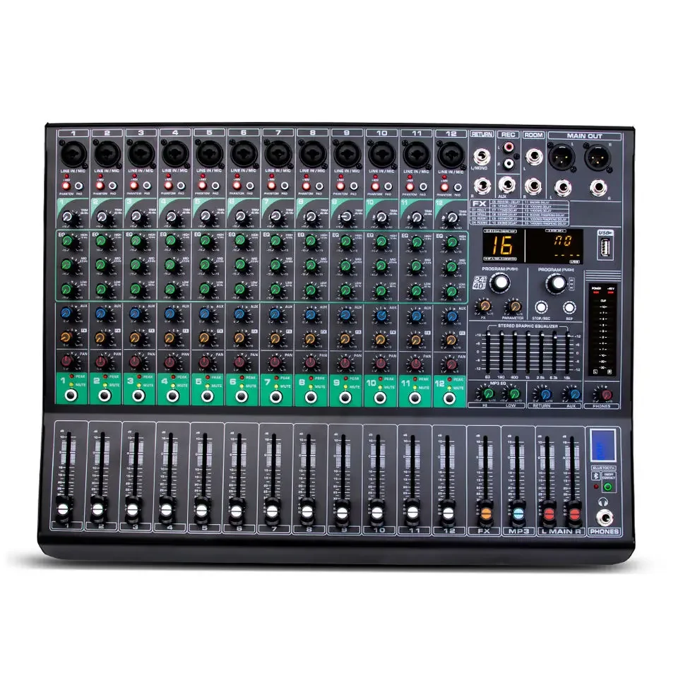 

OEM G120 Professional 48V Phantom Power Supply 12 Channel Audio Mixer For Large Stage Performance