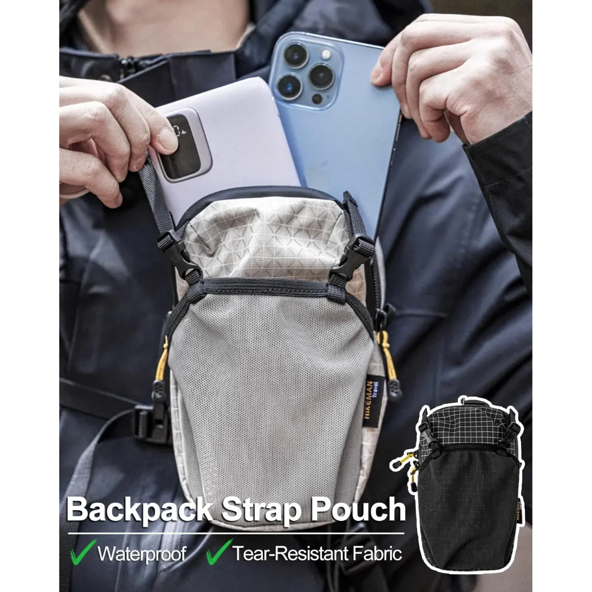 Backpack Shoulder Strap Pouch Waterproof Phone Pocket Bag Hands-free Cell Phone Holder For Hiking Running Travel Dog Walking
