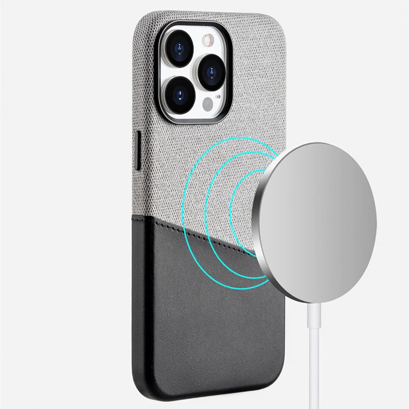 Card Holder MagSafe Leather Phone Case For iPhone 15 16 Pro Max 13 14 Pro 12 Pocket Wireless Charging Alloy Lens Hit Color Cover