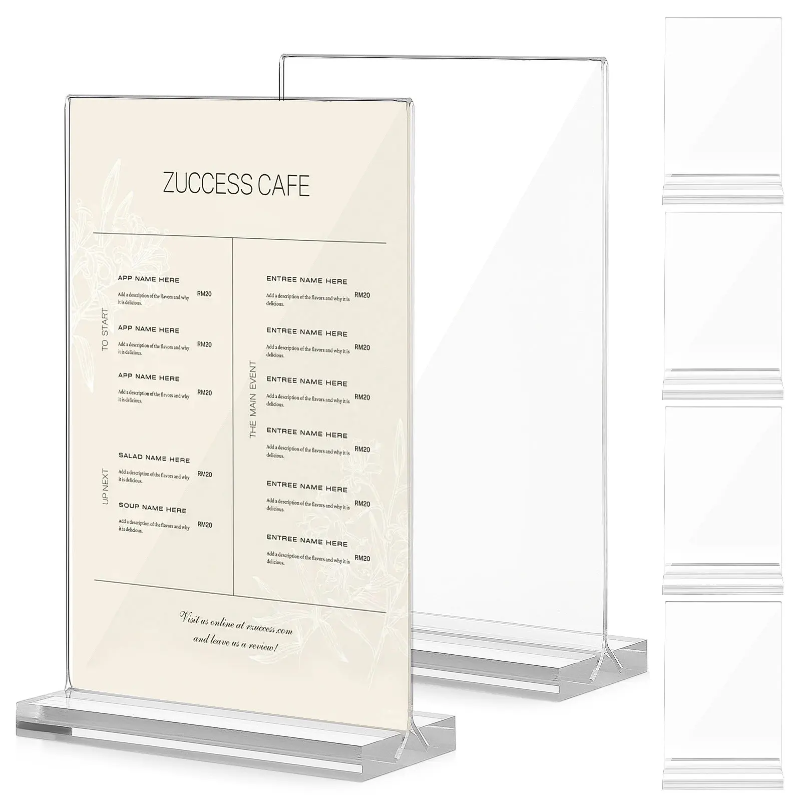 6Pcs Acrylic Menu Holder Clear Vertical Display Stand for Brochures Documents Signs Labels Price Tags Desk Office Shop
