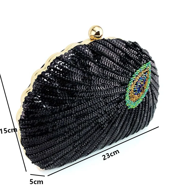 Luxury Peacock Beading Evening Bags Glitter Sequins Wedding Handbags Fashion Women Party Bags Chain Crossbody Shoulder Bags