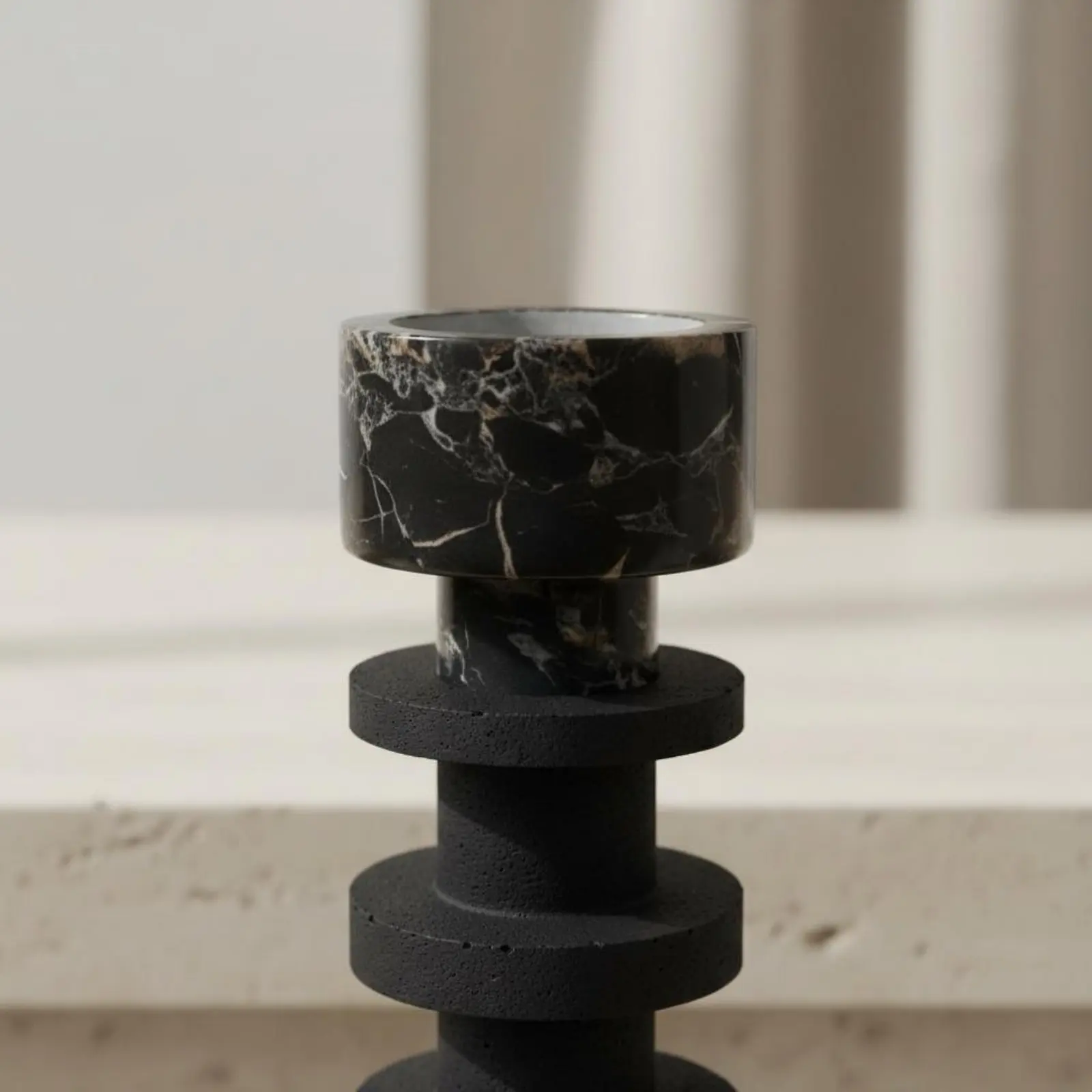 2 Pieces Stone Look Candlestick Textured Finish Modern Retro Candle Holder Tall Candlestick Holder Stable Base Home Decor