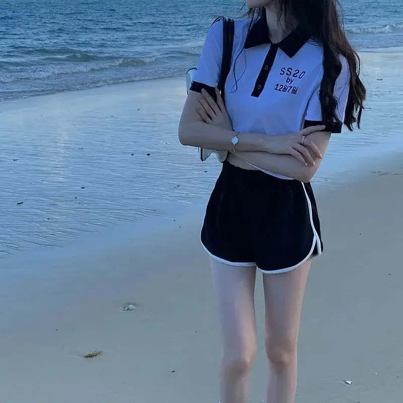 Pantalones cortos de verano para mujer, informales, sociales, de cintura alta, holgados, de algodón y lino, con cordón, bolsillo, dobladillo enrollado, minimalista, versátil y elegante