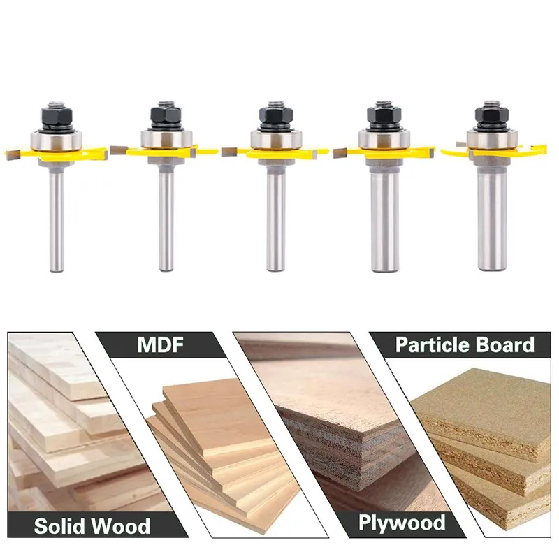 Milling Cutter T Slot Groove Joint Assembly Router Bit 6mm/8mm/12mm 1/4″ 1/2″Shank 3 Flute Wood Milling Tool