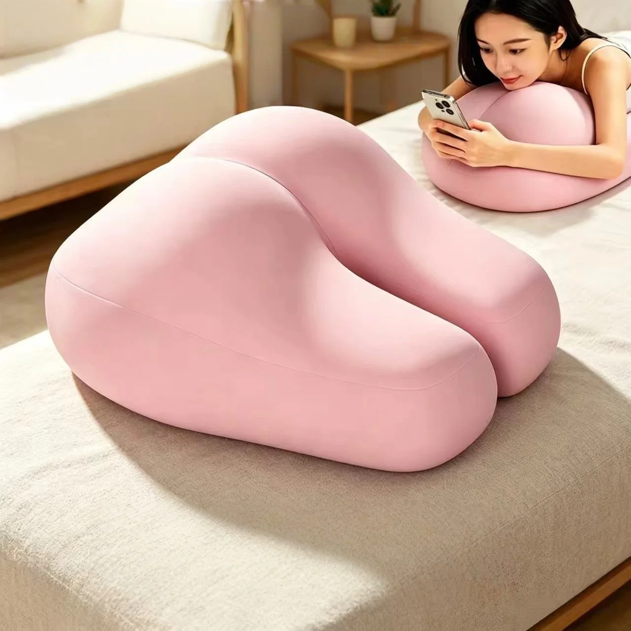 Hip-shaped Pillow for Stomach Sleeping, 3D Foam Bolster Pillow, Creative Butt Cheeky Face Down Pillow Cushion for Couples