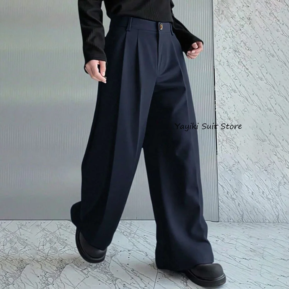 

Men's Tailoring Pants Polyester Trouser for Man Trousers Wide-leg Loose Comfortable Solid Color Casual Straight Work Classic