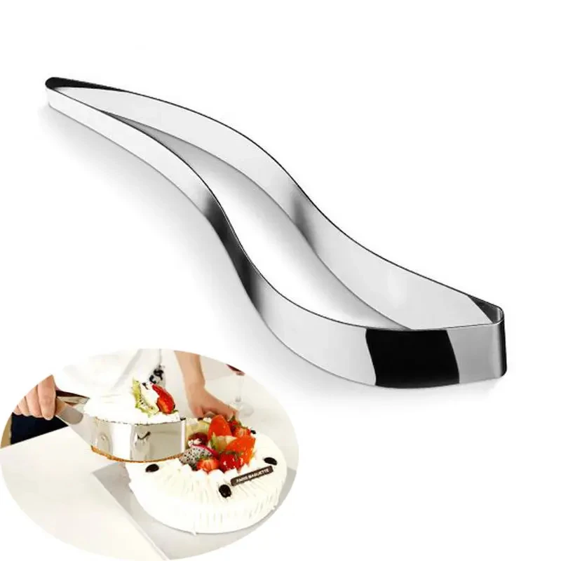 Stainless Steel Cake Cutter & Divider - Curved Leaf-Shaped Spatula for Baking Accessories, Bread Slicing, and Butter Spreading