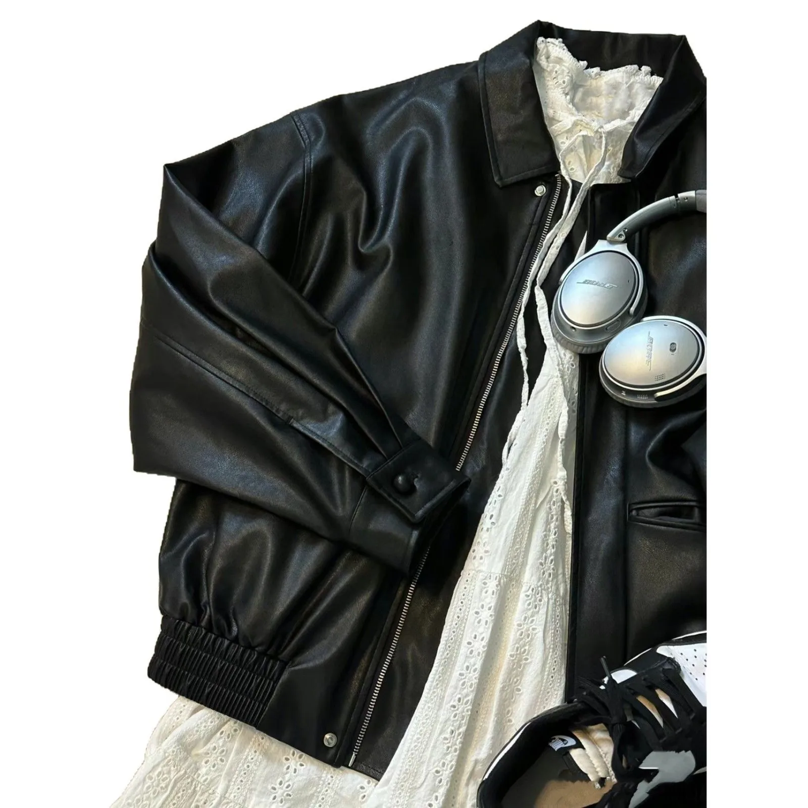 เสื้อแจ็คเก็ตผู้หญิง ซิป กระเป๋าหลวม แขนยาว ปกพับ คอปก Y2k เสื้อโค้ท คาร์ดิแกน วินเทจ สีพื้น ลำลอง สตรีทแวร์ ฤดูใบไม้ร่วง