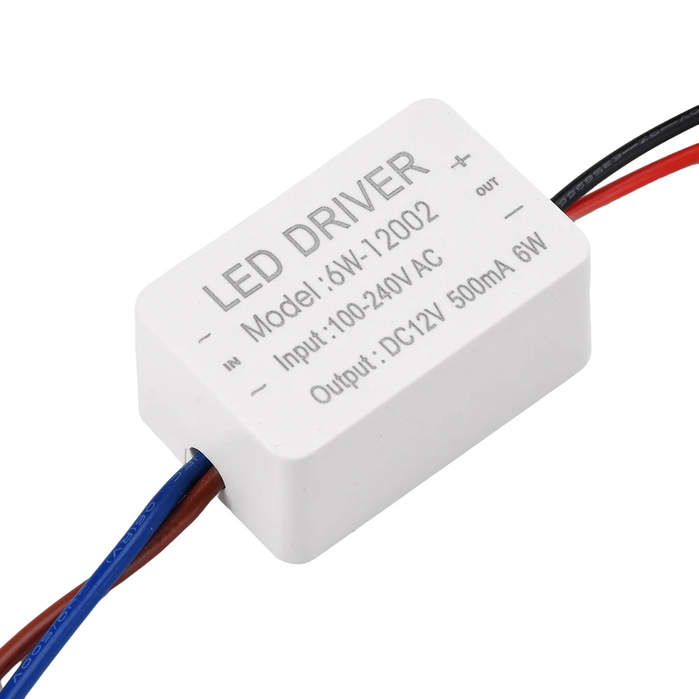 Controlador LED 12V 0.5A 6W Controlador de voltaje constante LED Fuente de alimentación Transformador LED