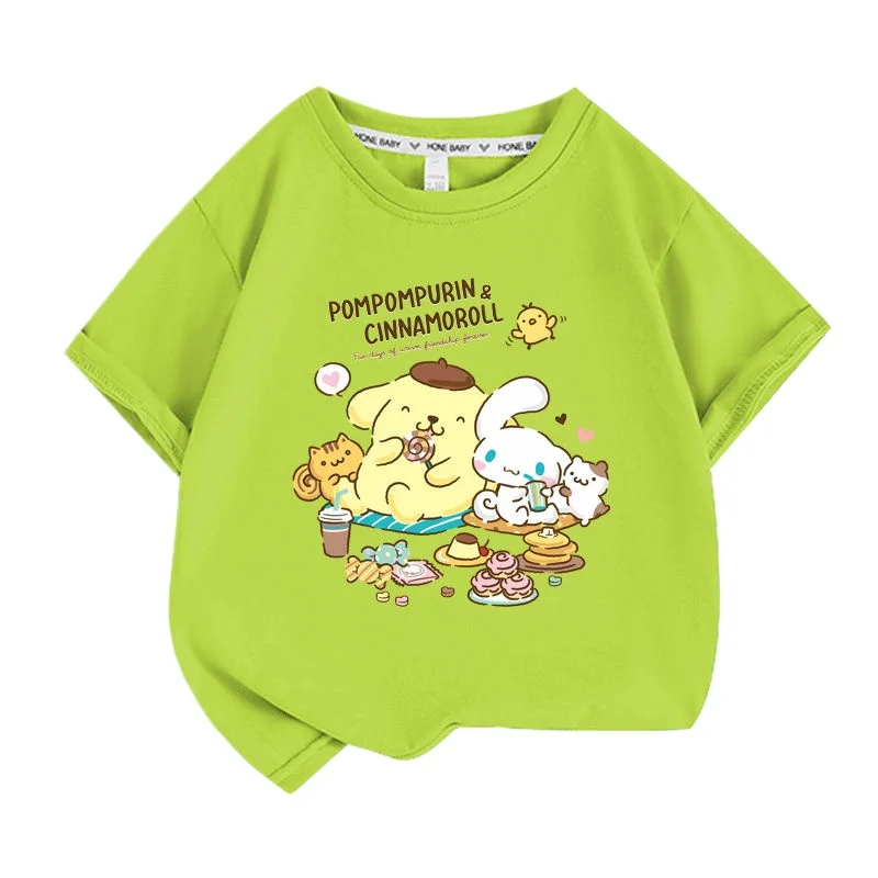 

Детская футболка с мультяшным принтом Cute Pudding Dog & Yugui Dog, летняя новинка 2026, хлопковая, дышащая, для родителей и детей, с коротким рукавом