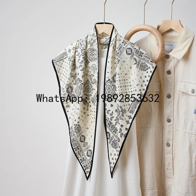 

Atmosphere outfit headscarf twill silk imitation silk cool angled scarf