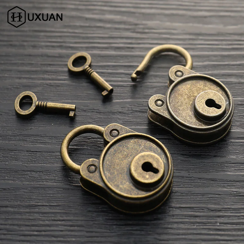 Vintage Chinese Style Padlock Antique Bronze Plated Padlock With Key For Notebook Luggage Suitcase Bag Hardware Locks