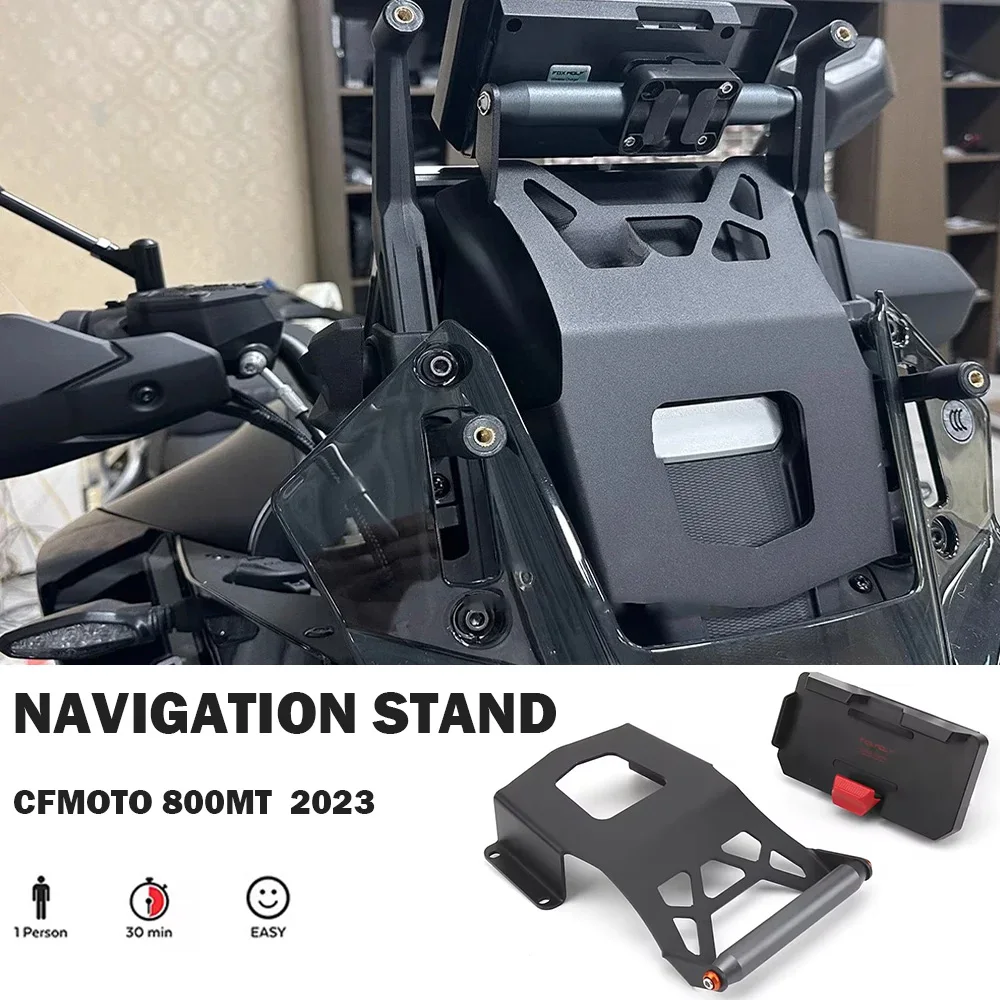 

New 2023 Motorcycle For CFMOTO 800 MT 800MT Black Windshield Stand Holder Phone Mobile Phone GPS Navigation Plate Bracket 22mm