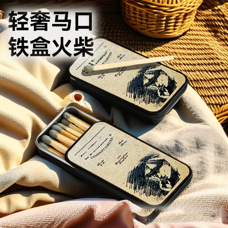2026 New Brass Metal Moisture-proof Matchbox, Pull-out Design, Easy To Use, Classic Retro Style, Christmas Decoration Gift