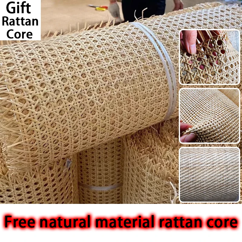 40/45/50/55cmWidth Rattan Roll, Natural Caning Material, Rattan Cane Webbing Roll Fabric Rattan Material for Furniture Gift Core