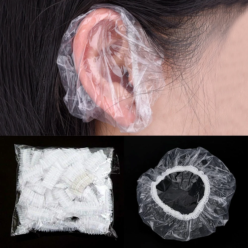 

100Pcs Disposable Ear Cover Ear Protection Waterproof Hair Dyeing Bath Shower Earmuffs Caps Hairdressing Hairdresser Accessories