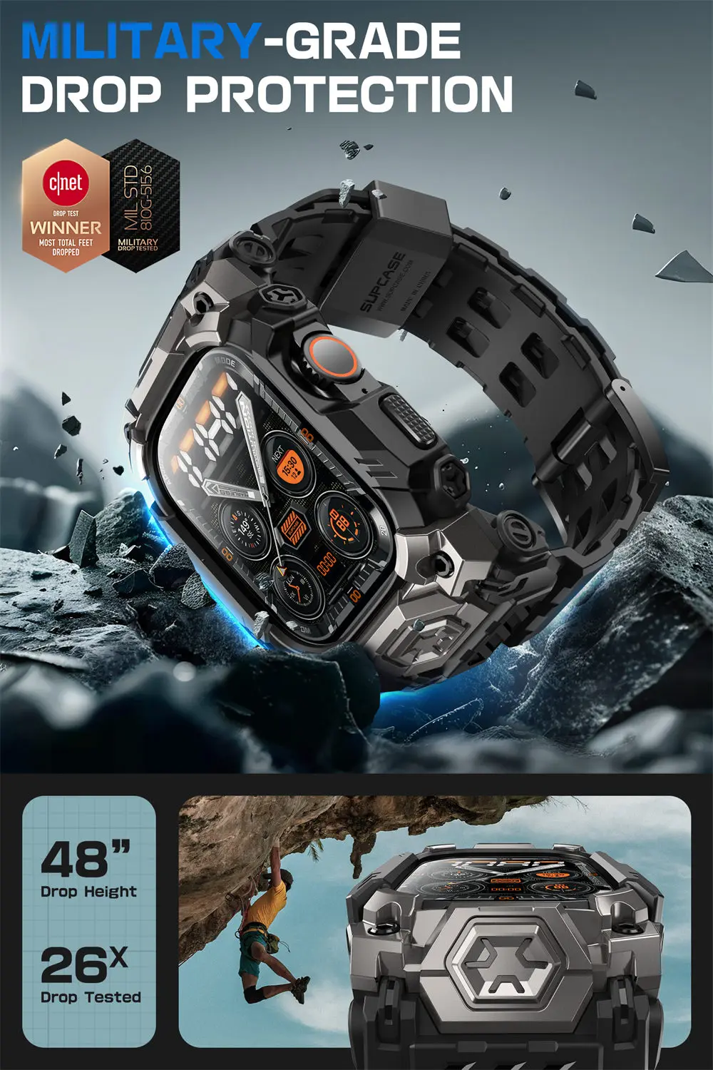 For Apple Watch Ultra 4/3/2/1 Case 49mm (2026-2022) SUPCASE UB Erz Robustes Sport-Herren-Stoßstangengehäuse mit verstellbarem Riemenband – Detail 10