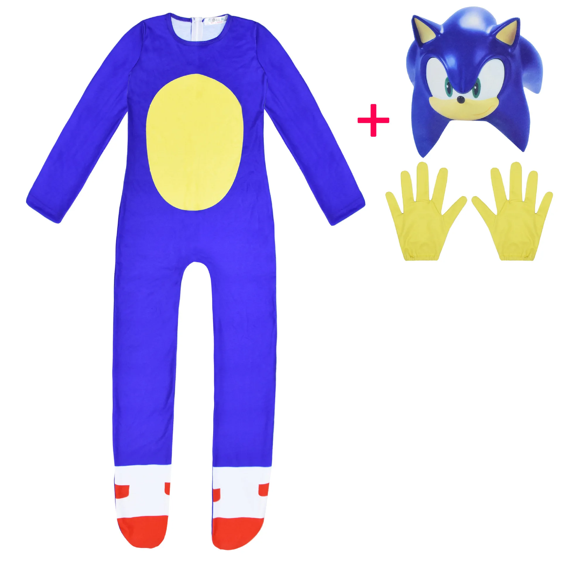 Anime Blue Hedge The Hog Cosplay Costumes Jumpsuits with Mask Gloves for Children's Birthday Gift Halloween Carnival Dress Up