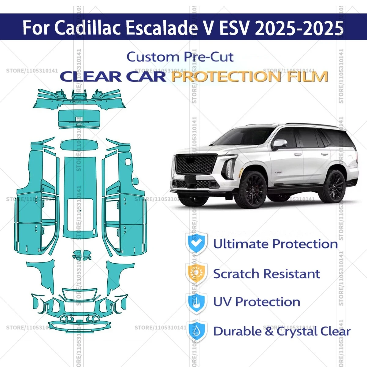 

For Cadillac Escalade V ESV 2025-2025 Pre-Cut Paint Protection Film PPF Transparent Car Film Professional Automotive PPF