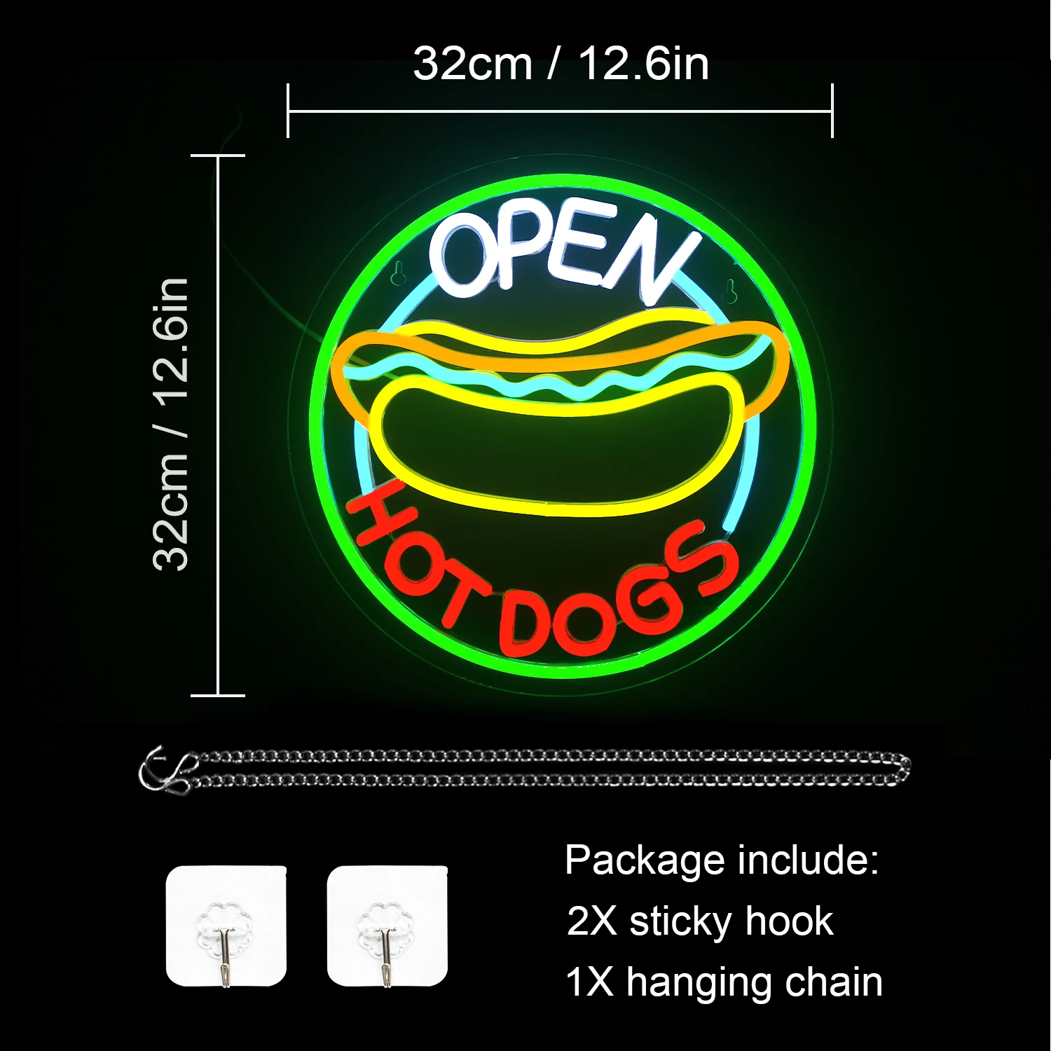 LED warna-warni Dekor dinding tanda Neon anjing panas terbuka LED lambang Neon seni dinding tanda LED untuk Bar restoran toko dekorasi pesta makanan