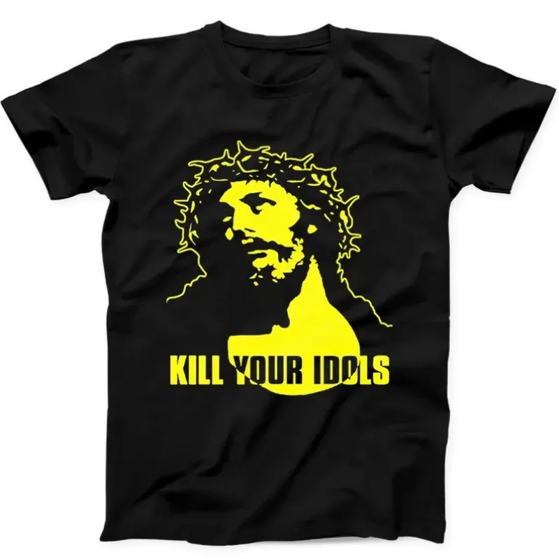 

"KILL YOUR IDOLS" Graphic Tee, Crown of Thorns Silhouette Shirt Bold Statement Streetwear for Alternative Music Fans Fashionable