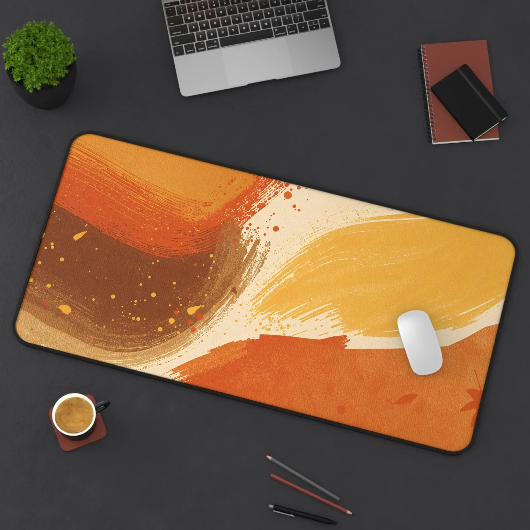

Abstract Orange Desk Mat, Paper Art Style Office Desk Decoration, Colorful Desktop Accessories, Unique Home Office Gift XXL