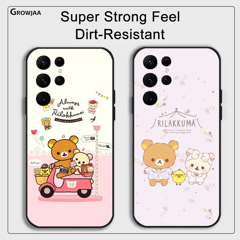 Cartoon Cute R-Rilakkumas Phone Case for Samsung Galaxy S24 Ultra S22 S23 Ultra S21 S20 5G Protective Silicone TPU Funda