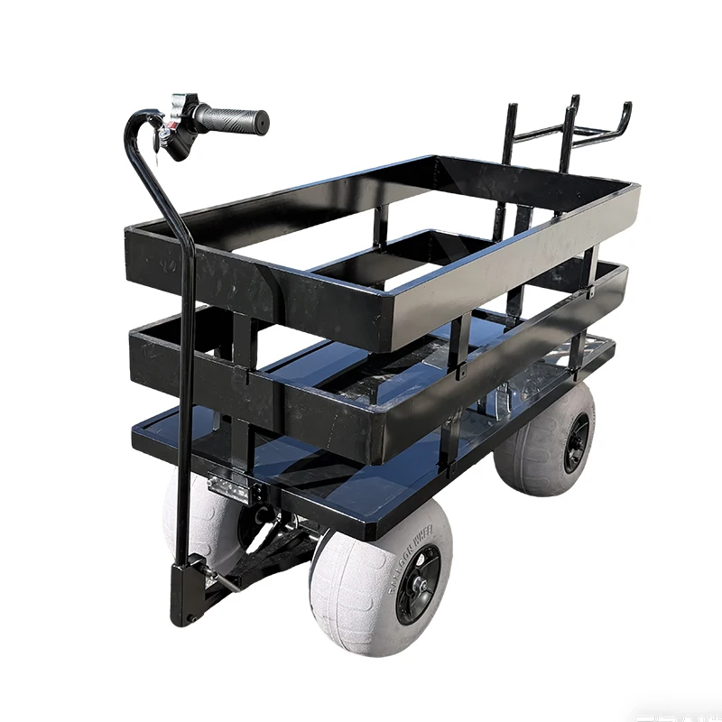 Electric Motorized Multi-Terrain Beach Cart 4 Wheels Platform Cart Aluminium Alloy Heavy-Duty Outdoor Beach Wagon