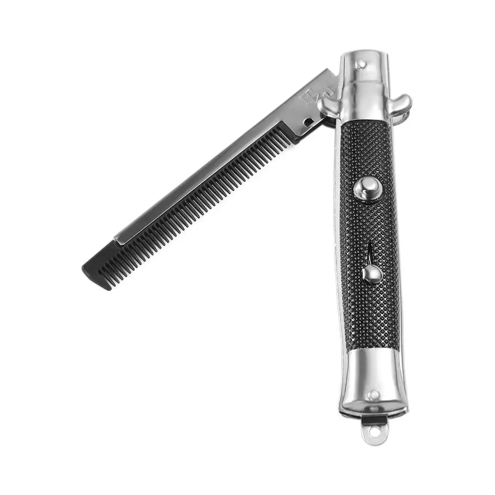 

Head For Barbershop Press Button Switch Pet Modelling Pocket Clip Hair Styling Accessories Moustaches Comb Folding Spring Comb