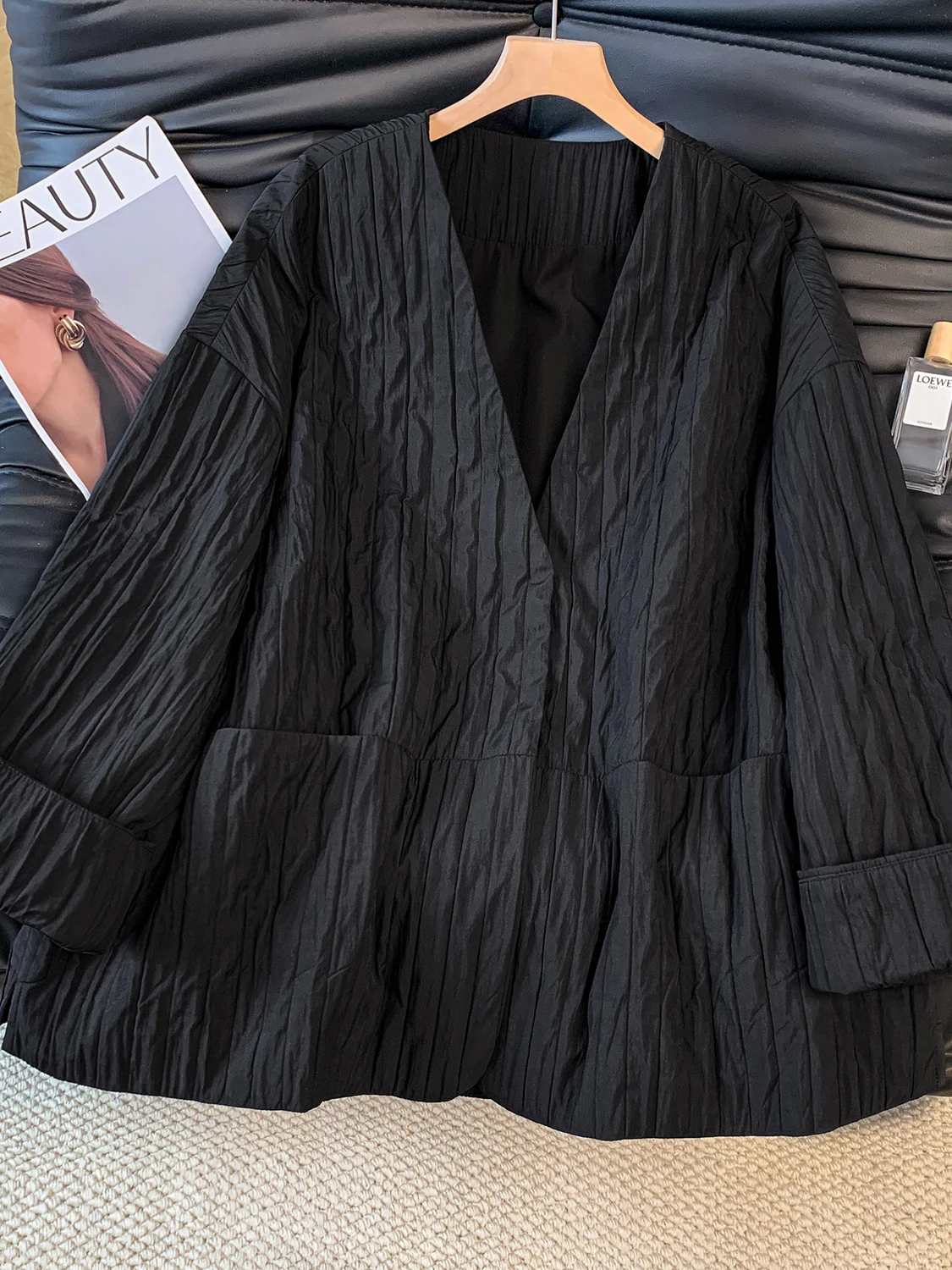 

Ele V-Ne, свободный крой, текстура, осень-зима, новый простой утягивающий костюм, дэт, повседневная одежда из полиэфирного волокна