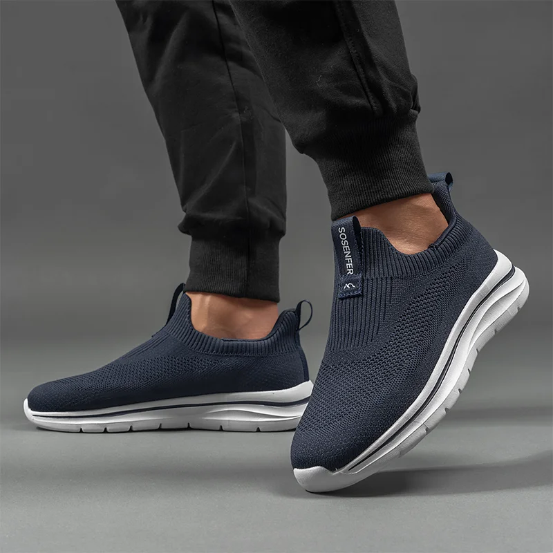 Tênis Esportivos de Malha Leve para Homens, Tênis de Slip-On, Tênis Respiráveis, Tênis de Corrida, Tênis ao Ar Livre, Tamanho Grande, 44, 45, 46