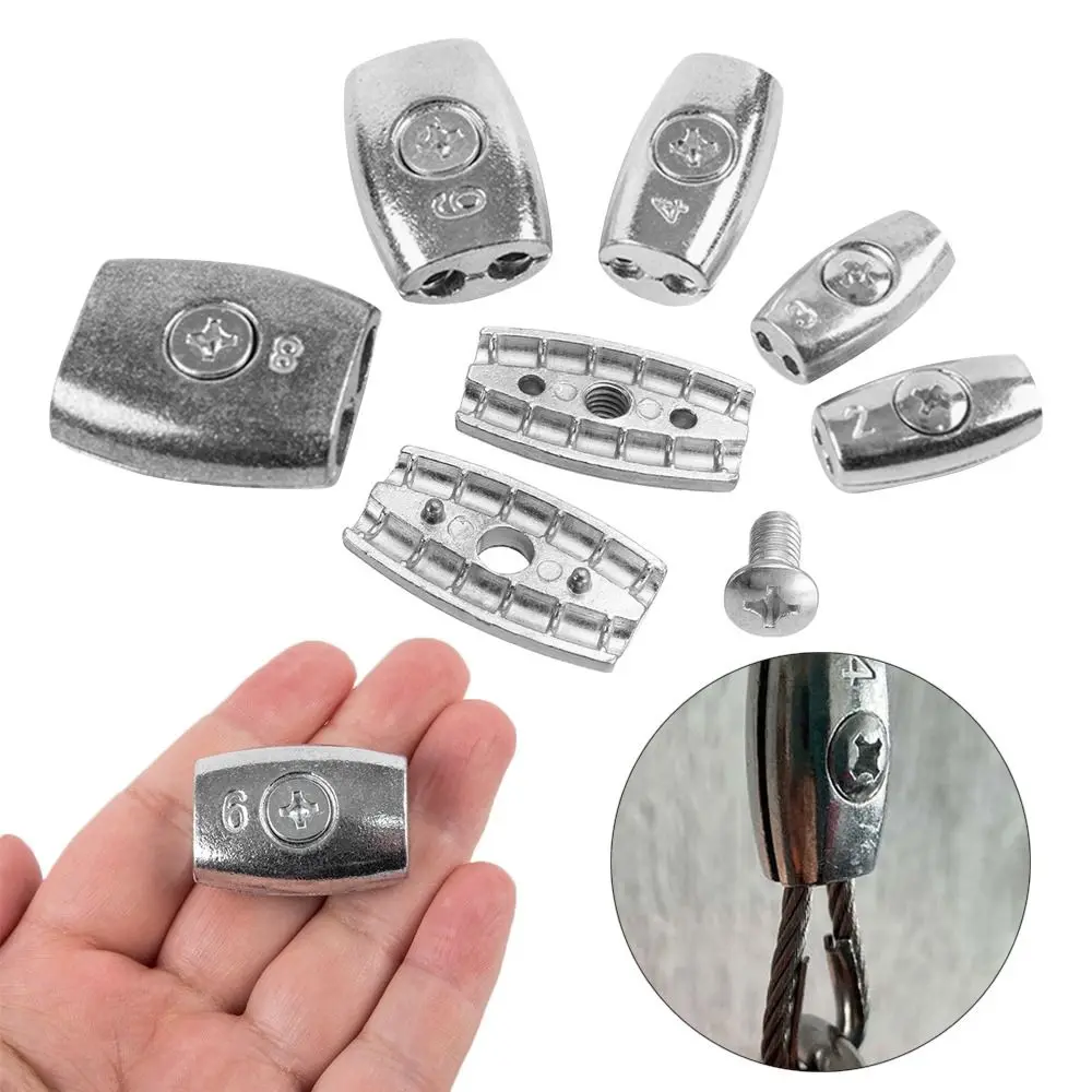 1Pc Durable 2/3/4/6/8mm Wire Rope Sleeve Fixing Clip Zinc Alloy Cable Clip Hardware Double Hole Wire Ferrules Steel Wire Rope