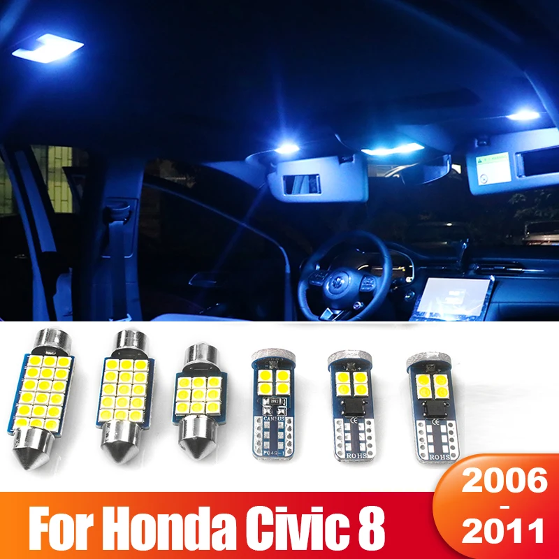 For Honda Civic 8 2006 2007 2008 2009 2010 2011 FK FD Canbus 4pcs 12v LED Car Interior Dome Lights Trunk Light Accessories