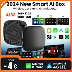 Carplay AI Box Android 13 Wireless Android Auto Smart TV Box For Youtube Netflix Toyota Mazda Hyundai Haval GMC Ford MG