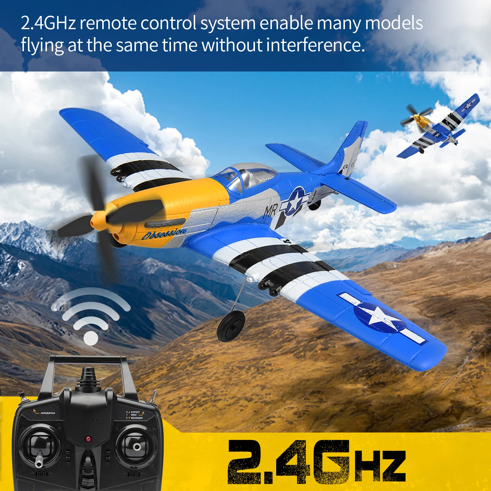 EPP 400mm P51D Mustang /F4U Corsair 4-Ch 2.4G 6-Axis RTF Airplane With Xpilot Stabilizer RC Plane