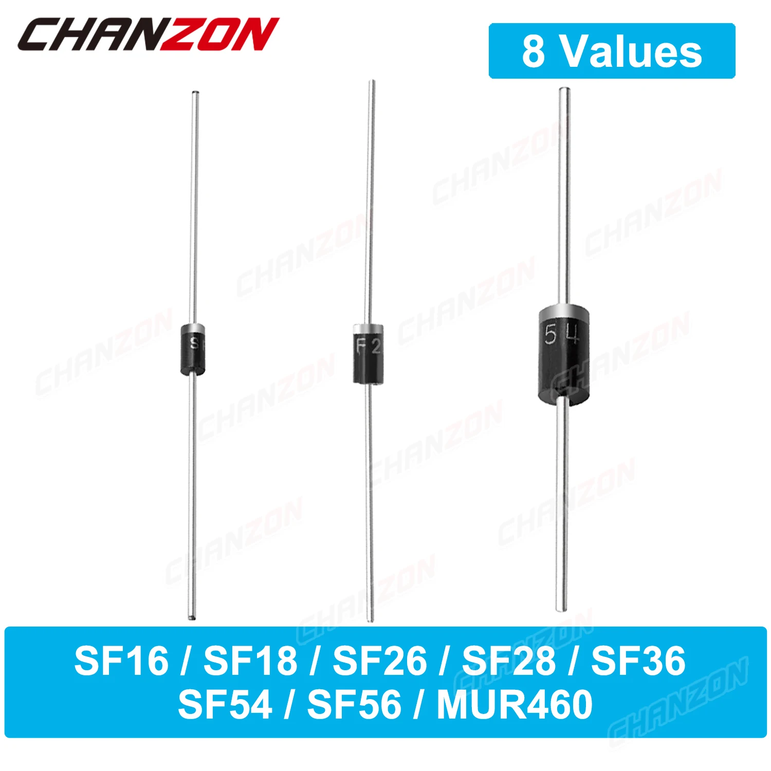 Ultra Fast Recovery Rectifier Diode SF16 SF18 SF26 SF28 SF36 SF54 SF56 MUR460 DO-41 DO-27 1A 2A 3A 4A 5A 200V 400V 600V Super