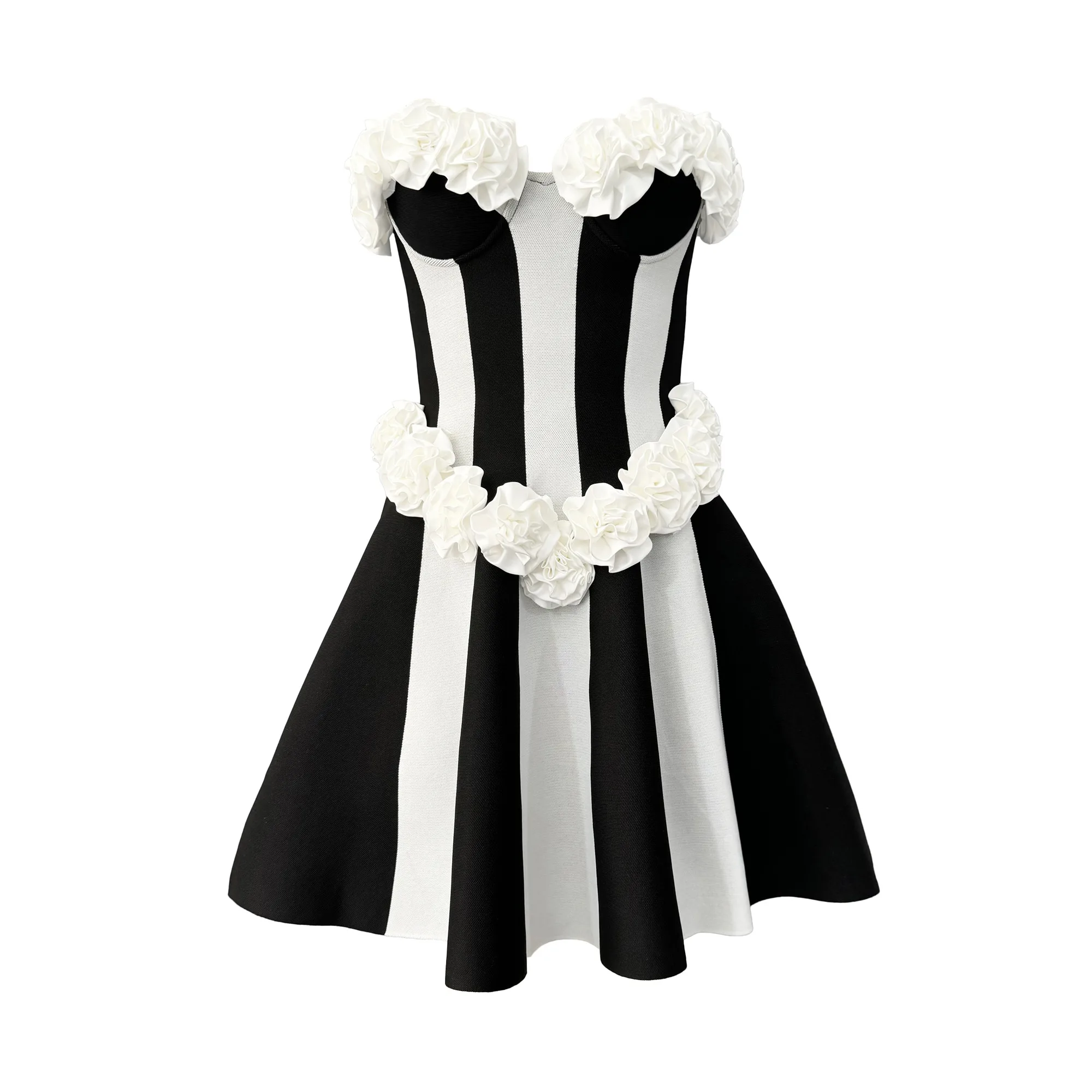 

2025 New Arrival Strapless Bandage Dress Women Patchwork Clothes Evening Party Elegant Mini Dresses
