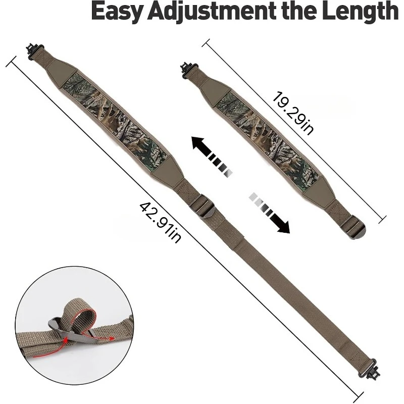 Gun Sling with Widened Anti-slip Pad,Removable Swivels,Nylon Webbing,Two Point Sling Shotgun Sling,Rifle Sling Length Adjustable