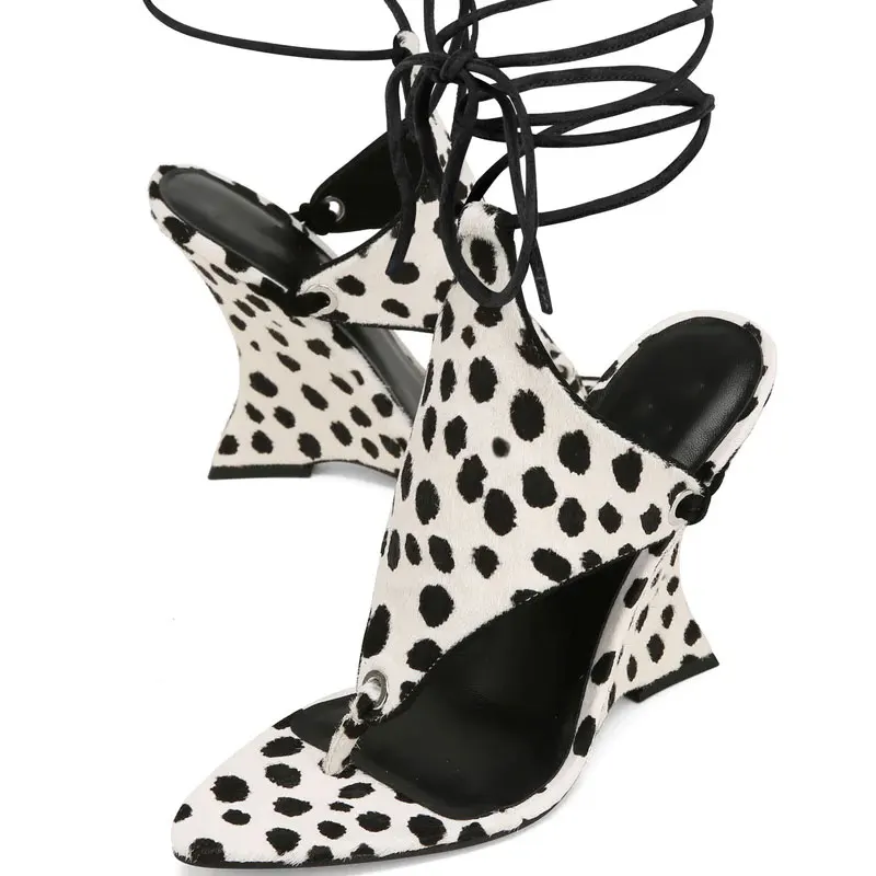 New Women's Black Suede Lace-Up Heeled Sandals Pointed Toe Ankle Tie Party Dress Shoes Fashion High Heels Sandalias Mujer - view 2