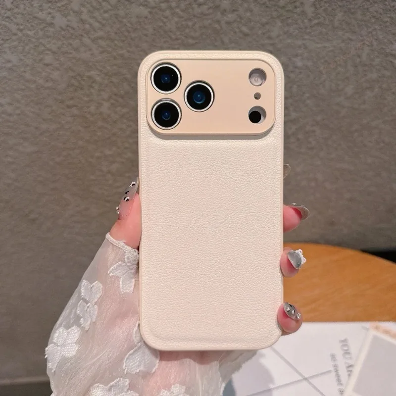 Luxuriöse Retro-Hülle mit Litchi-Leder-Textur für iPhone 17 Air 16 15 14 Plus 13 16E Stoßfeste Matte Abdeckung – Detail 4