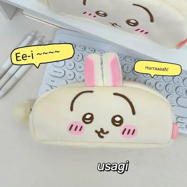 Kawaii Chiikawa Plüsch-Federmäppchen Cartoon Hachiware Usagi Schreibwarentasche Große Kapazität Schreibwaren-Aufbewahrungstasche Schülergeschenke – Detail 7