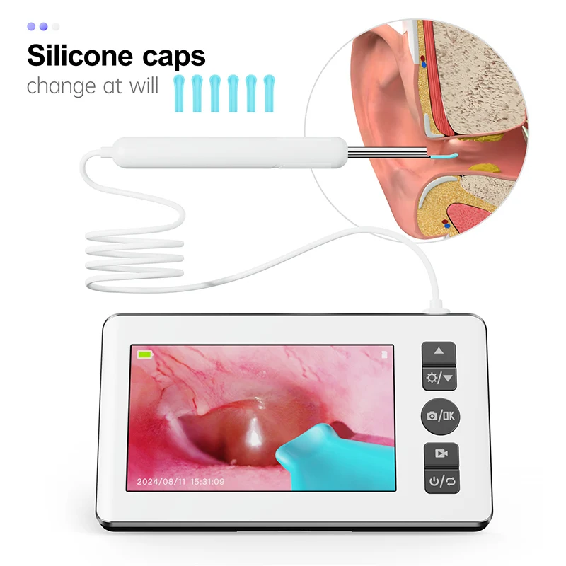 HD 3.5mm 4.3 Inch LCD Screen Ear Scope EndoscopeEar Wax Clean Otoscopy Camera Ear Endoscope Clean Mini Camera